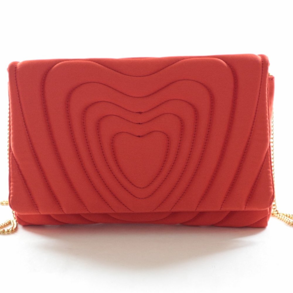Escada Women's Satin Clutch Chain Shoulder Bag Red